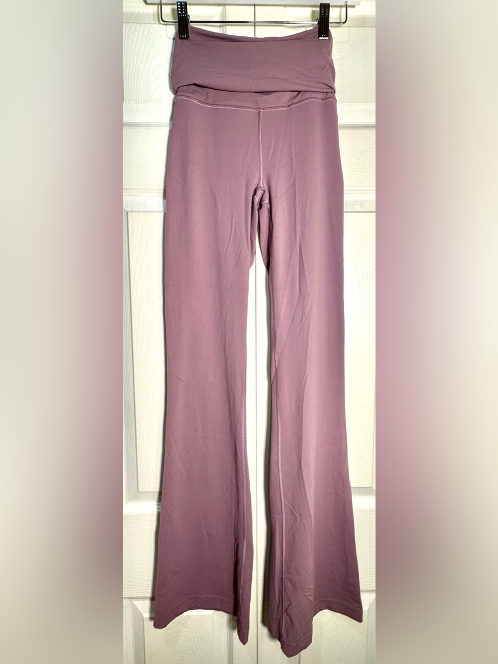 Lululemon Groove fold over High-Rise Flared Pant Nulu Size 2 Dusky Lavender Yoga
